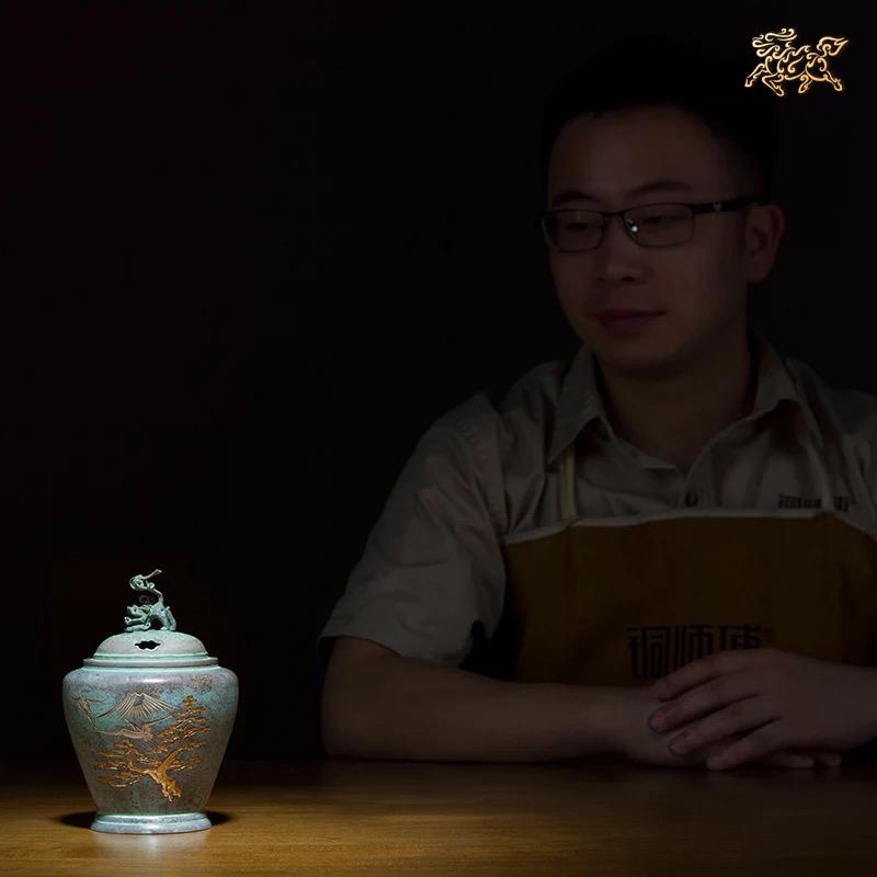 美帮汇全铜摆件《高冈铜器之鶴彫金(大)》铜工艺品 香炉高清大图