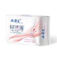 abc 卫生巾 夜用 超薄0.1cm 加长280mm*单包8片装 KMS清凉舒爽 棉柔表层 姨妈巾
