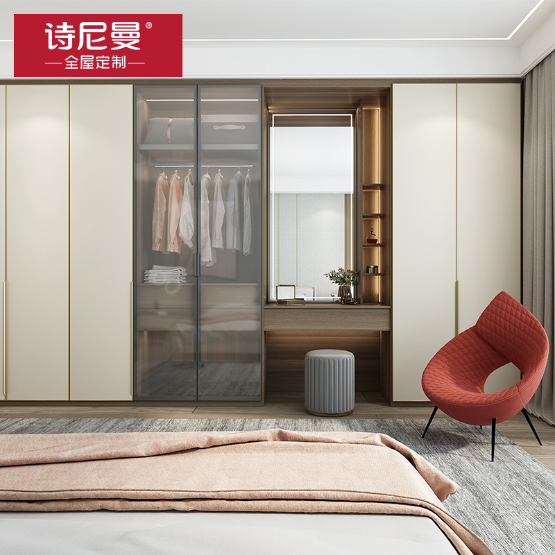 诗尼曼全屋定制整体家具走入式定制衣柜轻奢衣帽间厨房橱柜电视柜