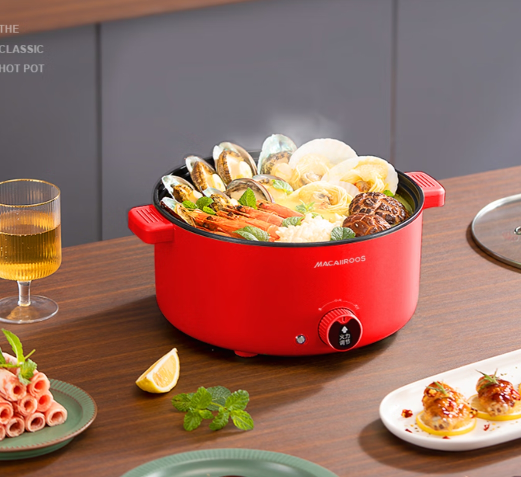 迈卡罗 (MACAIIROOS)多功能电火锅电蒸锅电煮锅宿舍学生锅电锅火锅煮面家用 MC-HG3528
