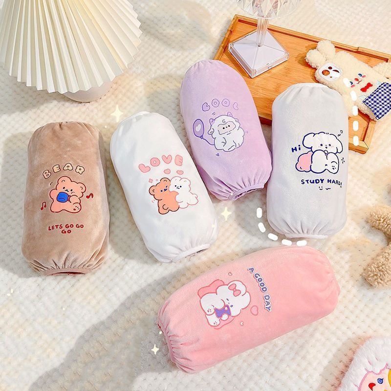 秋冬季厨房防水防油罗口袖套女式加长款家用套袖防污护袖可爱工作-【防脏袖套】;【小羊黑-2双装】