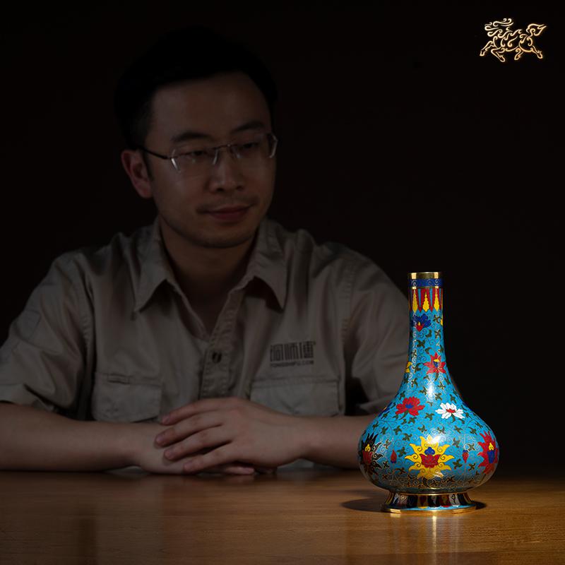 美帮汇全铜摆件《景泰蓝直颈瓶》家居饰品 铜工艺品 摆件高清大图