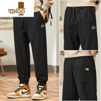 YANXU休闲裤男款秋季2023年新款宽松运动裤子男士秋天束脚九分针织卫裤 4XL185-200斤 黑色