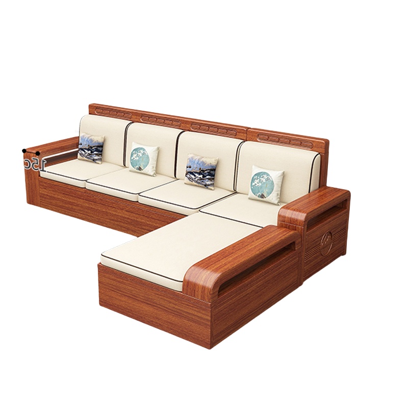 烁恒实木沙发四人张高清大图