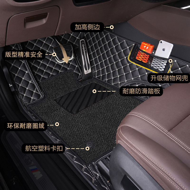 [补贴10%]奥迪A4L A6L Q5L A3L Q3 Q2L A5 A7 Q7 A8三厢专用全包围汽车脚垫高清大图