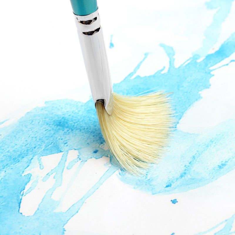 硬毛野猪鬃扇形笔套装9支水粉丙烯油画笔考试用扇形画笔单支