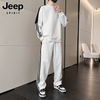 Jeep吉普2025新款休闲套装男士春秋季搭配卫衣长裤运动服两件套p 2XL推荐141-160斤 9239花灰白套装