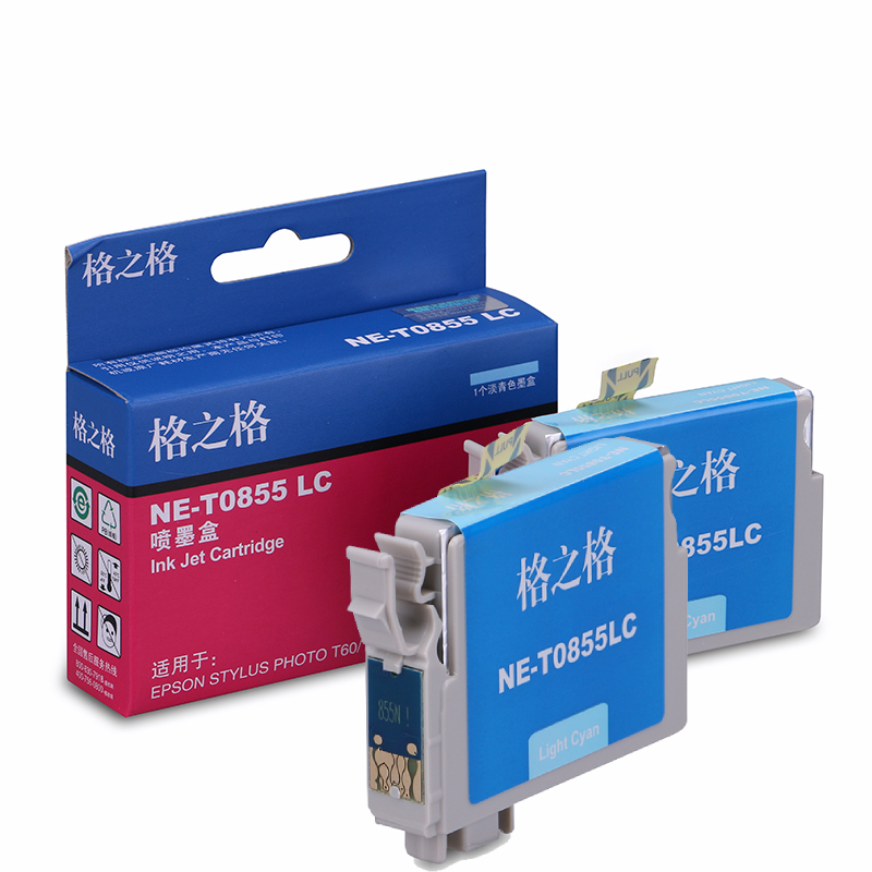 格之格T0855墨盒 NE-T0855LC淡青色2支装墨盒适用爱普生EPSON 1390打印机R330墨盒T60墨盒高清大图