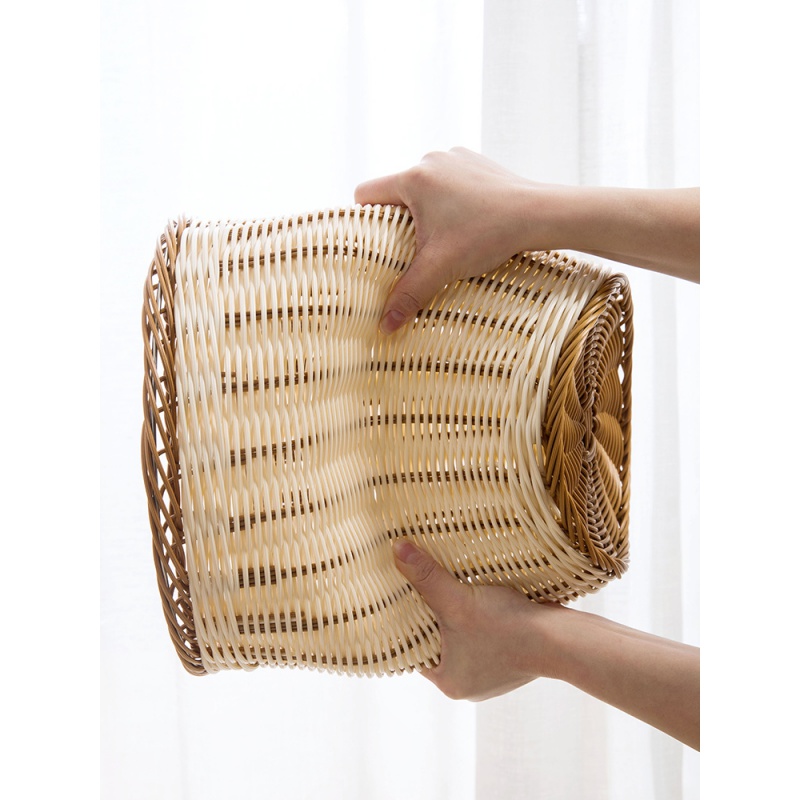 塑料仿藤编脏衣篮浴室洗衣收纳筐编织洗衣篮放脏衣服的篮子脏衣篓_2高清大图