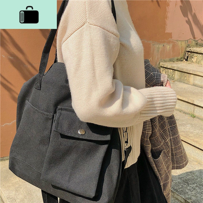 2019新款韩国ins斜跨帆布包女学生韩版单肩包百搭大容量手提布包unew