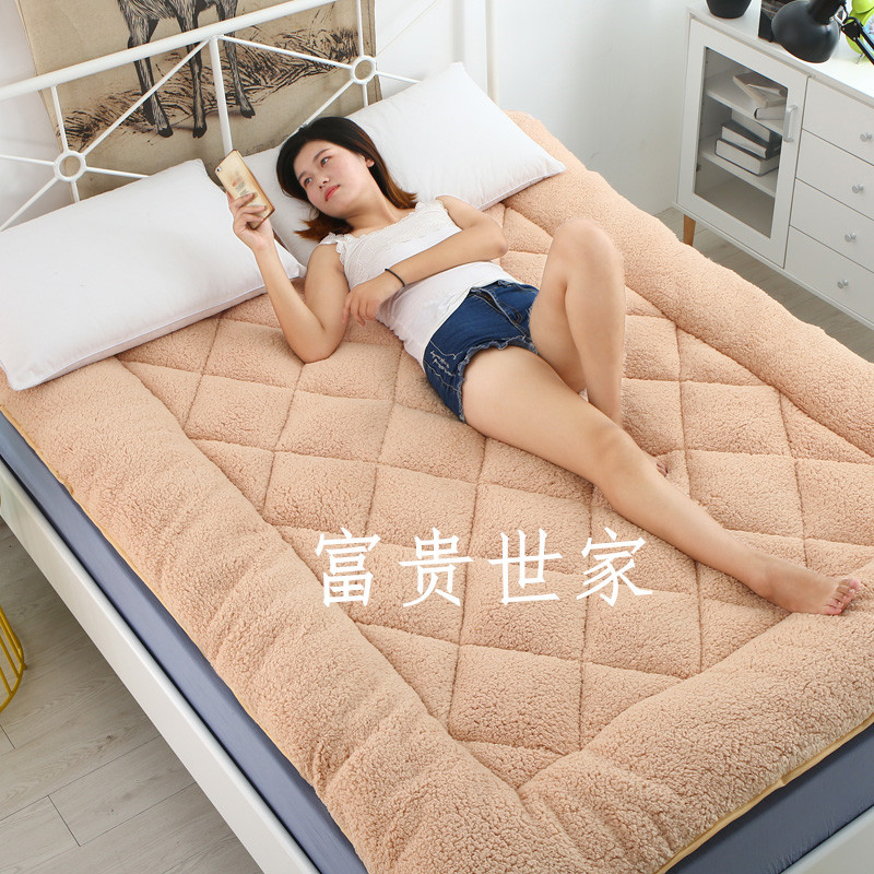 冬季加厚保暖羊羔绒床垫榻榻米学生可折叠床褥子1.5米1.8床单双人