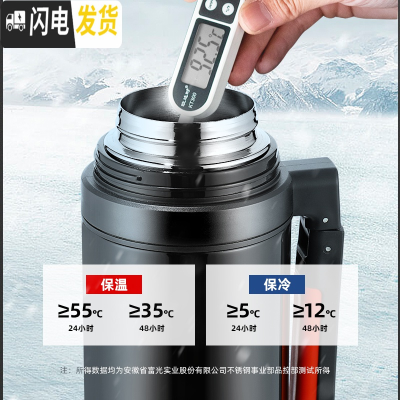三维工匠保温杯男不锈钢保温水壶户外便携车载大容量旅行壶家用暖水瓶 2.2金色一代旅行壶