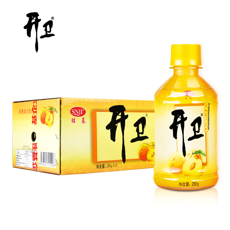 胜基食品开卫黄桃汁饮料开卫黄桃汁果汁瓶装饮料整箱280ml15瓶网红