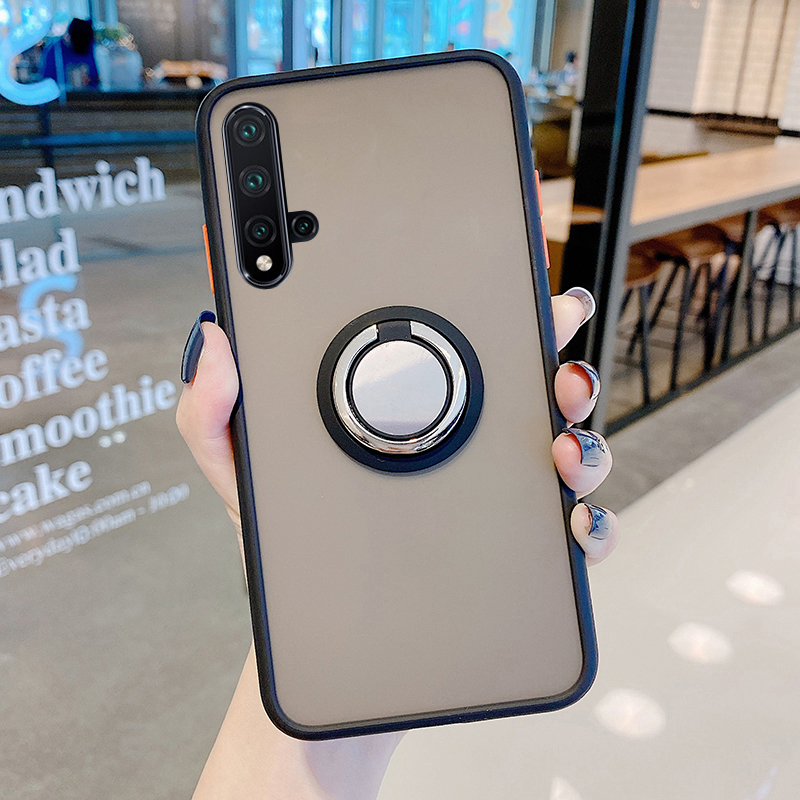 网红男女新款保护套边框撞色时尚硬壳华为nova5pro军绿磁吸手手机座