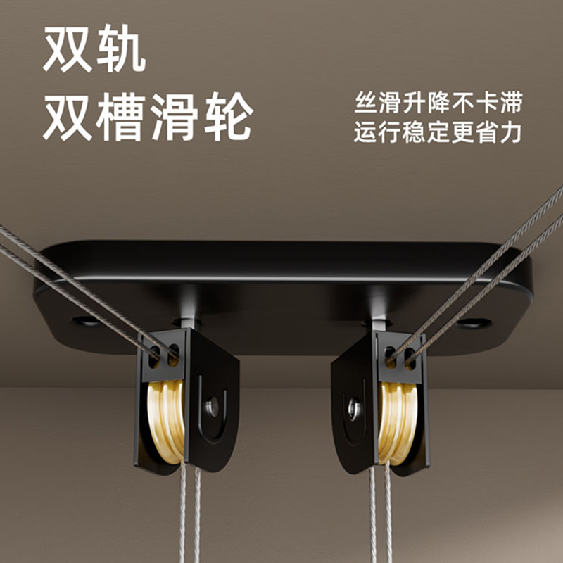 手摇晾衣架升降阳台双杆晾衣杆手动家用自动晒衣架凉衣架高清大图