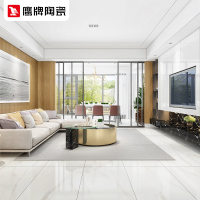 鹰牌客厅瓷砖地砖1200x600全抛釉地板砖卧室白釉瓷砖墙砖鱼肚金