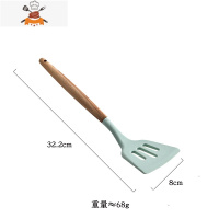 不粘锅专用木柄硅胶铲护锅炒菜铲子家用锅铲套装汤勺子厨具耐高温 敬平 木柄漏铲绿8SCI4I