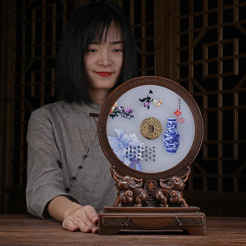美帮汇大象摆件平安扣厅玄关客厅隔断中式电视柜装饰品现代简约办公室高清大图