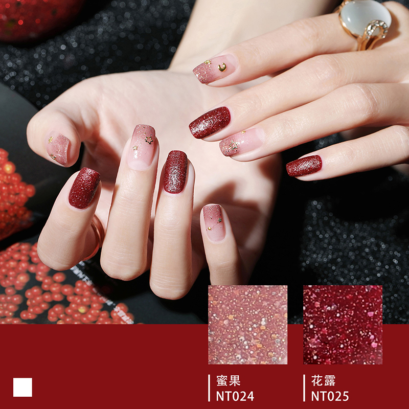 Miss Candy 健康甲油 无味持久美甲指甲油两瓶套装SN182 花露绛红