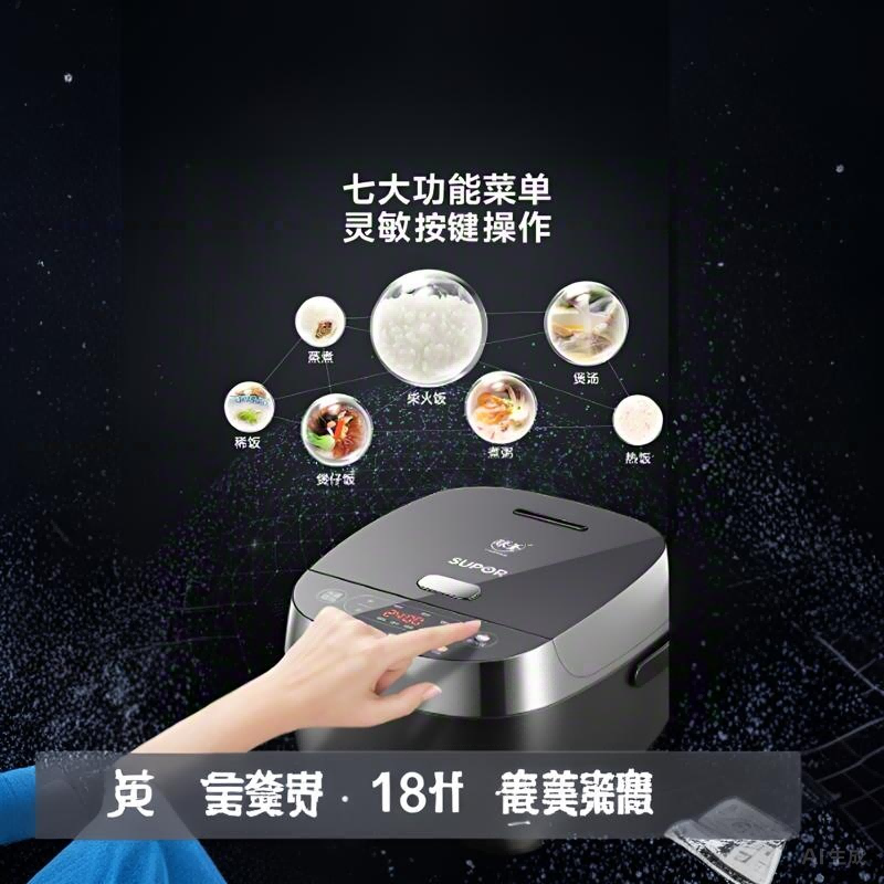 苏泊尔(SUPOR)ZMD安心系列 电饭煲电饭锅家用5L大容量智能预约球釜IH电饭煲适用3-4人 曜石黑SF50HC53高清大图