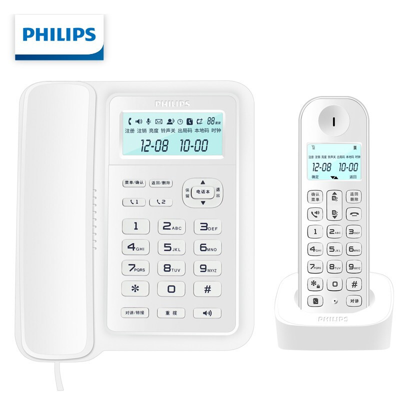 飞利浦（PHILIPS）无绳电话机座机 无线座机子母机 办公家用 DCTG167(白色)