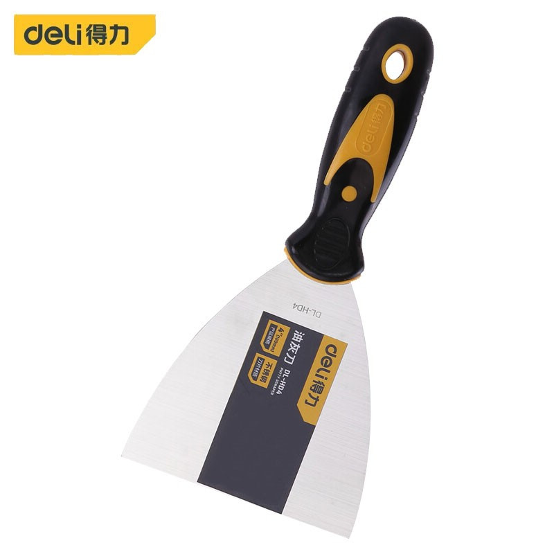 得力(deli)DL-HD4不锈钢油灰刀 清洁刮刀铲刀抹灰腻子刀 4英寸 2把装 1件