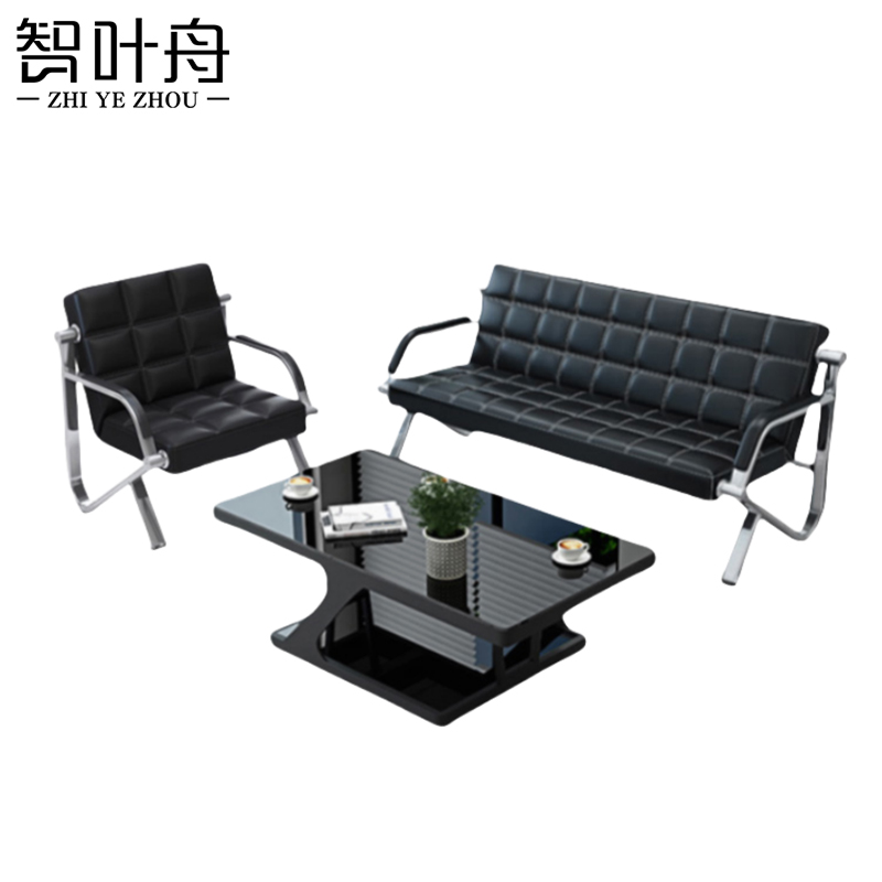 智叶舟商务沙发组合175*76*78cm(3+1+茶几)套高清大图