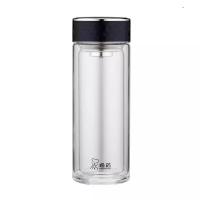 希诺（heenoor）双层玻璃杯商务办公家用男女透明隔热防烫水杯 270ml-XN-1020烟灰色 烟灰色