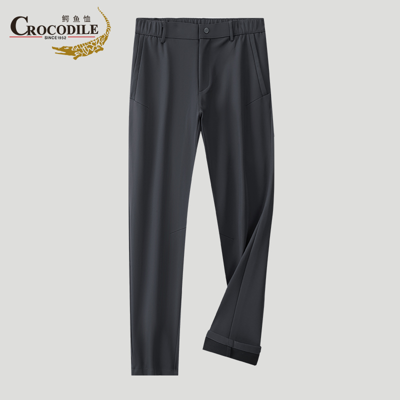 鳄鱼恤CROCODILE 纯色西装长裤男士四季常规款直筒商务休闲裤子高清大图