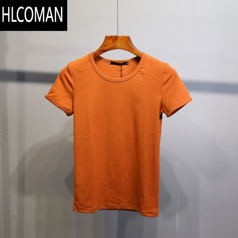 HLCOMAN2025夏季新款白色修身短袖t恤 男士青年高弹力光板黑色半袖打底衫