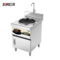 SOR松润 电磁灶 SOR-N905柜式单炒炉10KW 380V配50炒锅+水龙头