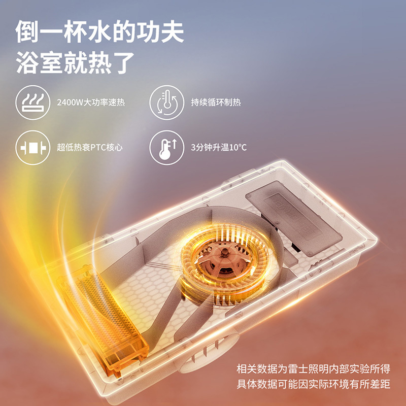 雷士照明浴霸多功能风暖取暖卫生间集成吊顶换气扇双核一体超薄