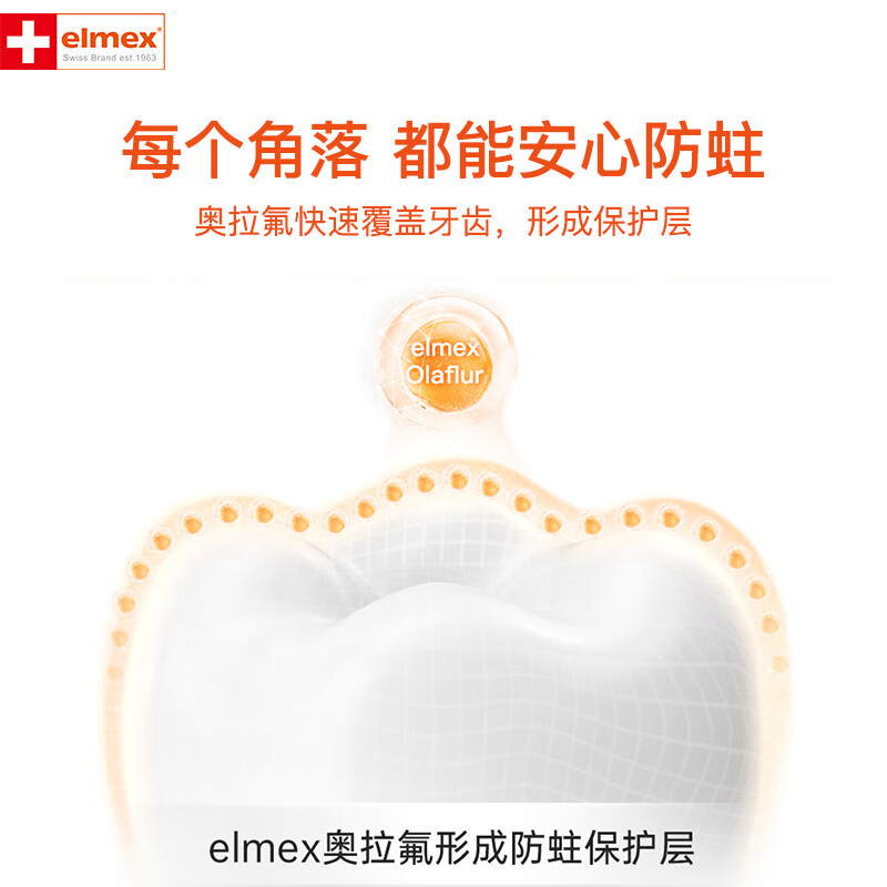艾美适ELMEX宝宝儿童牙膏0-6岁奥拉氟专效防蛀50ml*2支装套装高清大图