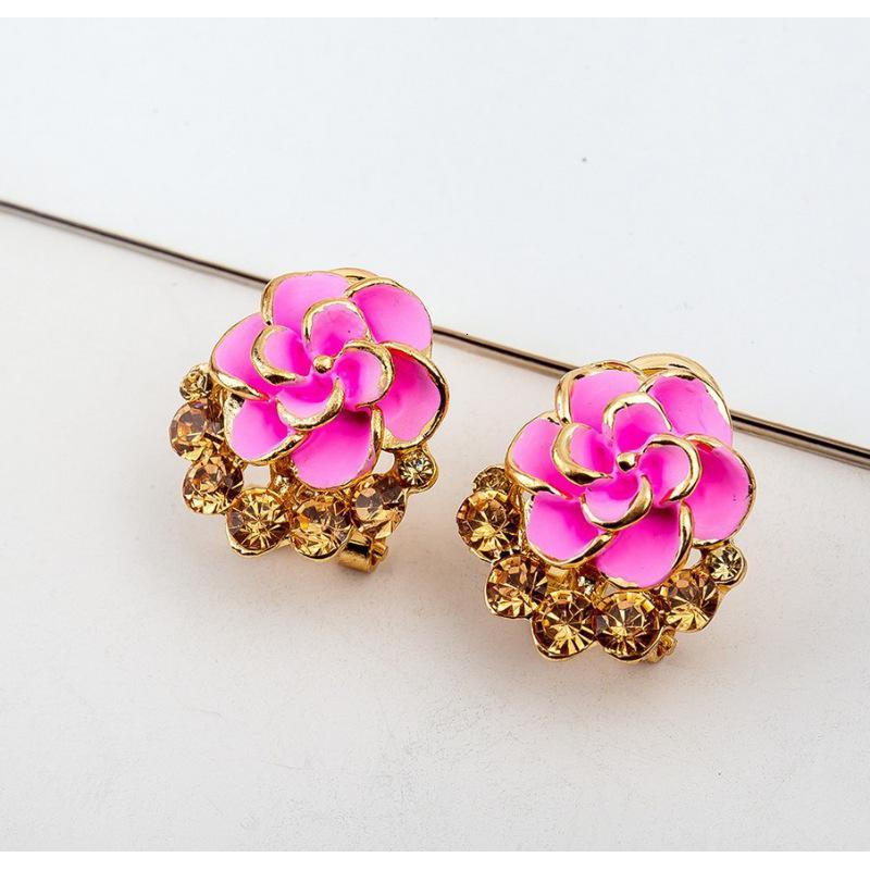 耳钉女款新款韩版时尚水晶耳钉牡丹花山茶花朵耳环耳饰f2d290送女朋友