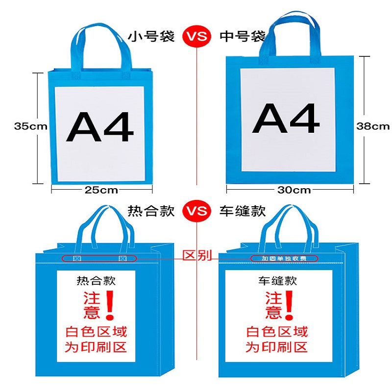 无纺布袋手提袋定制印字帆布购物环保袋培训班广告袋子定做logo（20个一捆）