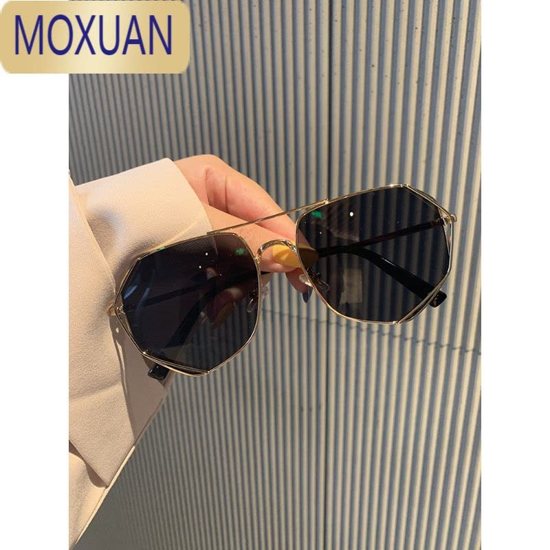 MOXUAN金属多边形新款ins男个性潮流太阳眼镜女圆脸网红情侣街拍墨镜潮太阳镜图片