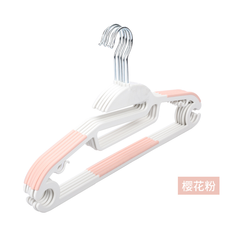 杜拓家用防滑无痕衣架专利多功能晾衣架干湿两用衣撑子(10只/20只/30只) 专利款樱花粉【10只装】