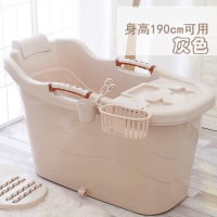加厚硬塑料成人浴桶超大号儿童宝宝洗澡桶木沐浴缸浴盆泡澡桶带绿色级A款带盖(身高1.9米内)_6 灰色级A款带盖建(身高1.9米内)
