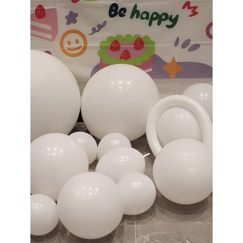 智美环球 亚光白色乳胶加厚圆形尾巴球 10寸[白色],50个,(充气后约22cm) 5组高清大图