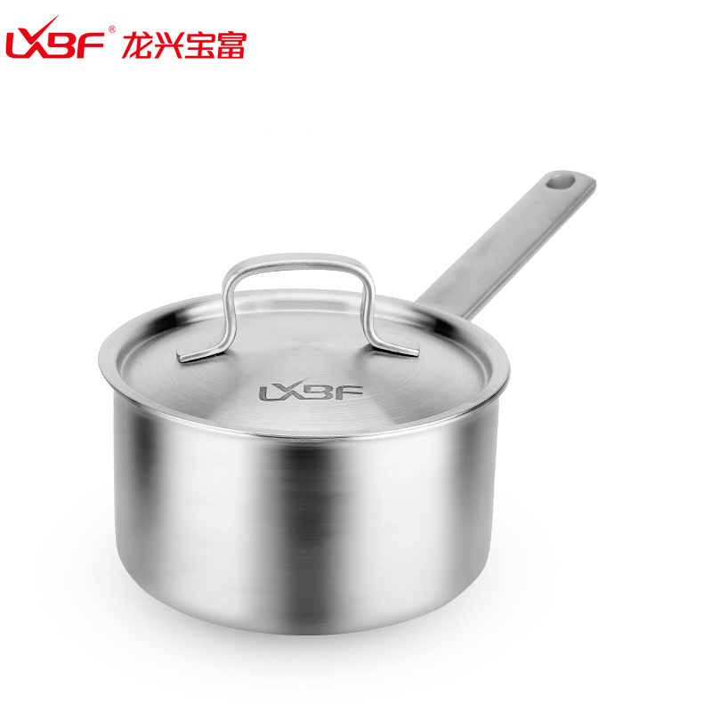 龙兴宝富(LXBF) 16cm三层钢单柄奶锅LX-3NG16M 304食品级不锈钢小汤锅炖锅 保温更持久