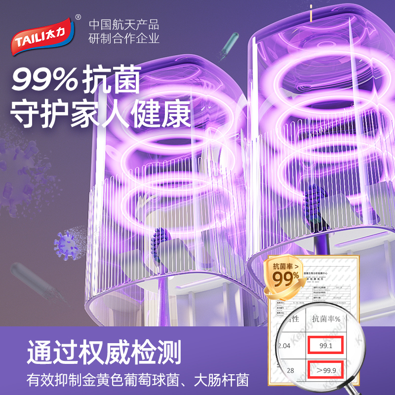 太力家庭洗漱杯儿童漱口杯情侣款防霉抗菌牙缸牙具置物架刷牙杯子-[双人款]水晶蓝+柠檬黄