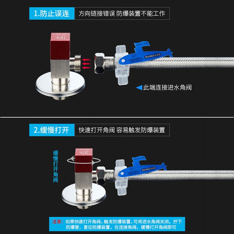 潜水艇软管厨房龙头进水面盆冷热水龙头软管马桶进水管不锈钢编织软管防爆给水管图片
