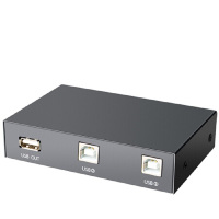 杰思特 USB共享器 打印机共享器二进一出方口手动 2进1 出切换器 USB打印共享器 二进一出 U201黑色3310