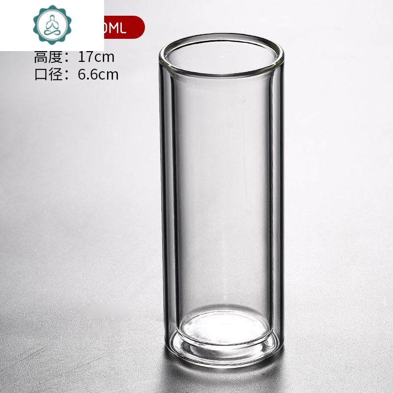 封后 高款单只320ml视频介绍_双层玻璃水杯隔热加厚直身杯水晶杯子