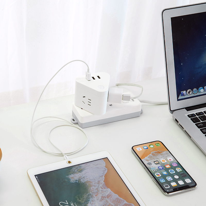 得力 18322 电源转接器3插位+3口USB插座插线板插排接线板拖线板高清大图