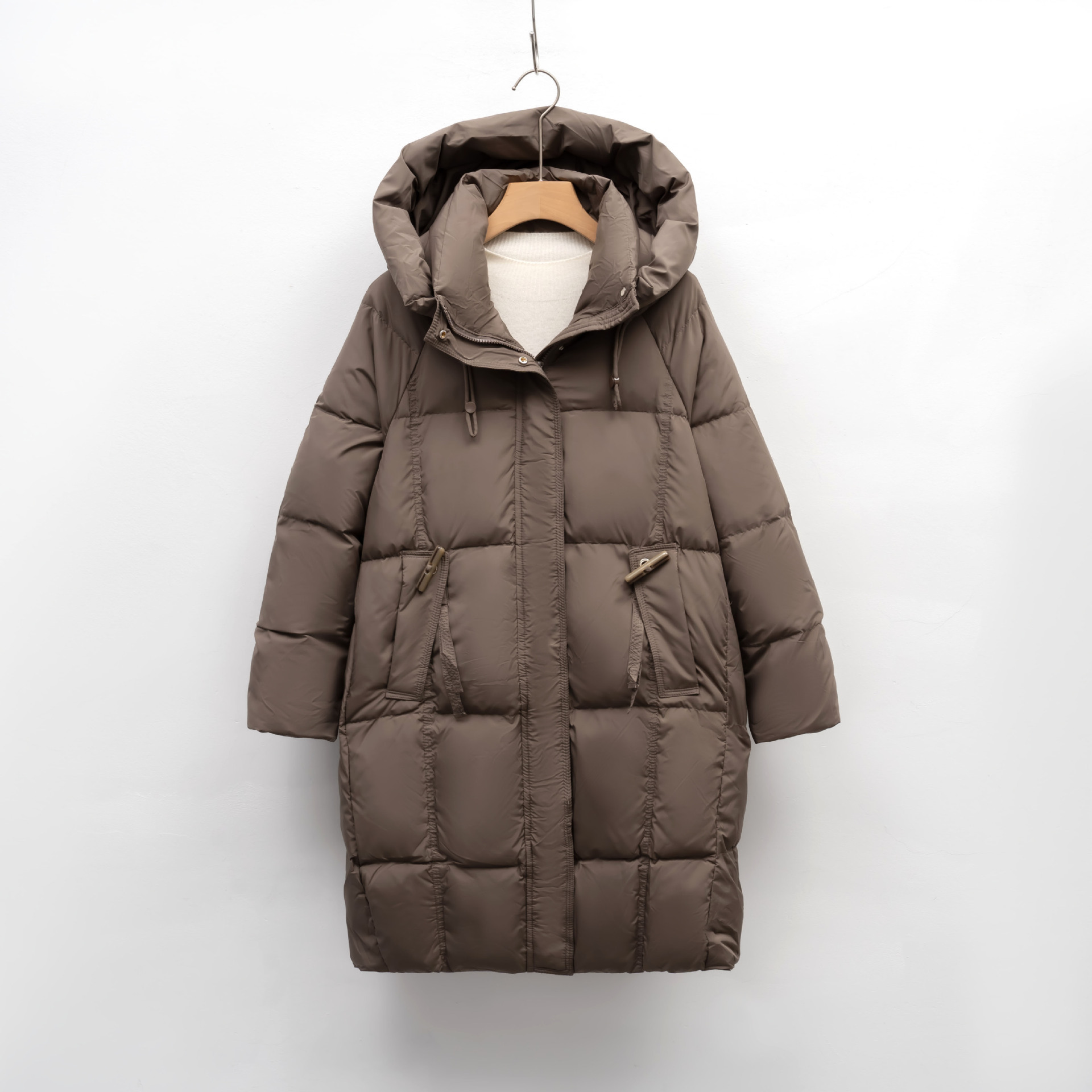 羽绒服女中长款冬季新款韩版时尚面包服加厚保暖白鸭绒外套高清大图