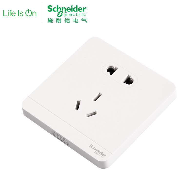 施耐德电气(Schneider Electric)绎尚镜瓷白 五孔插座墙壁电源开关 电源插座86型 15只装