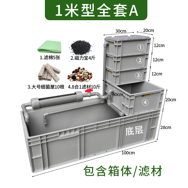 龟箱乌龟缸周转箱沼泽过滤箱水道生态缸内循环净水鱼龟混养滴流盒