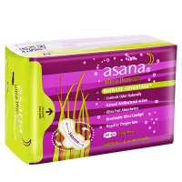 阿莎娜asana 加拿大原装进口超薄棉面360加强型夜用卫生巾5p