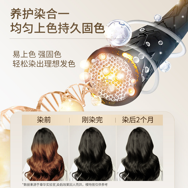 章华生态染发霜遮盖白发便捷染发剂植物精粹焗油染发膏可分次使用 5B黑茶